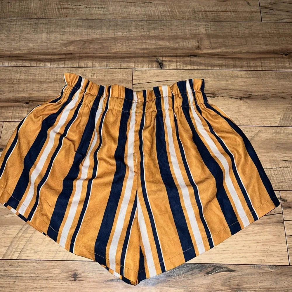 striped paper bag shorts